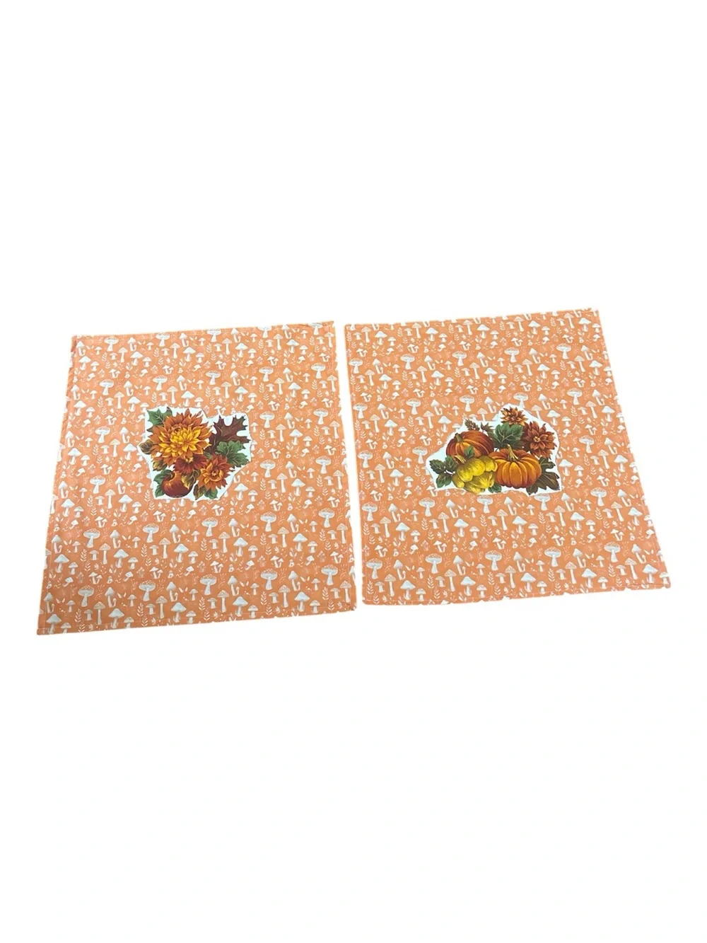 Orange Autumn Harvest Cotton Placemats - Set of 2 20x20 handmade new